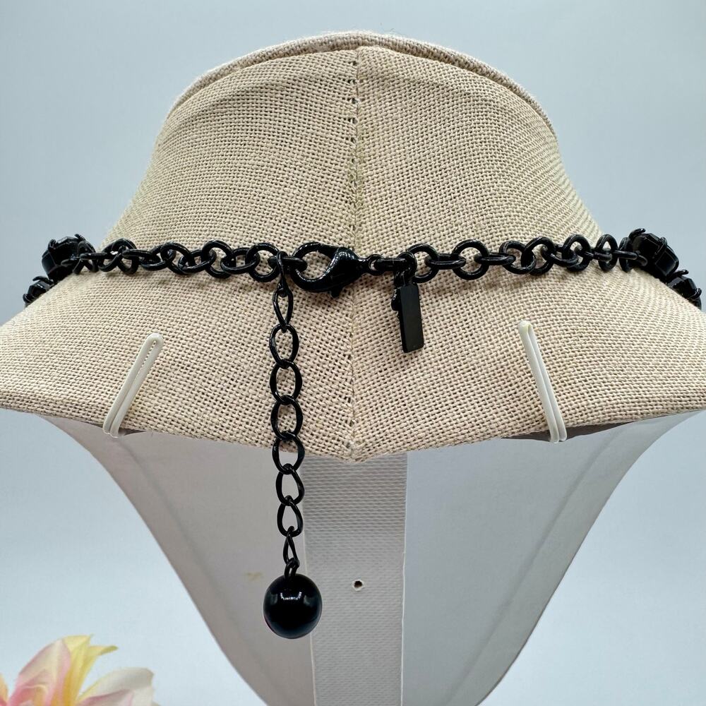 Kate Spade New York Plaza Anthee Collar Necklace Black Rhinestone Signed Rare - Picture 12 of 14